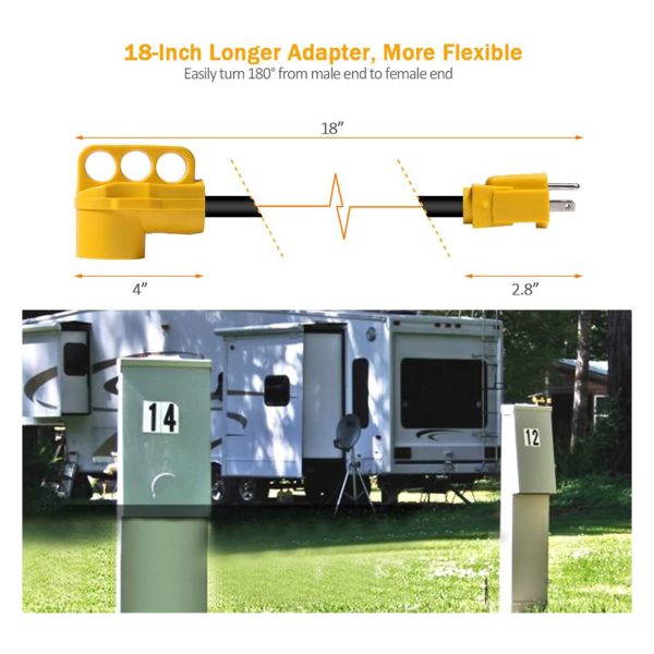 ⁦SnowyFox RV 15Amp to 50Amp Adapter - 15Male⁩ - الصورة ⁦3⁩